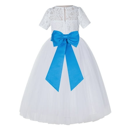

White Floral Lace Vintage Flower Girl Dresses Special Occasions LG2T