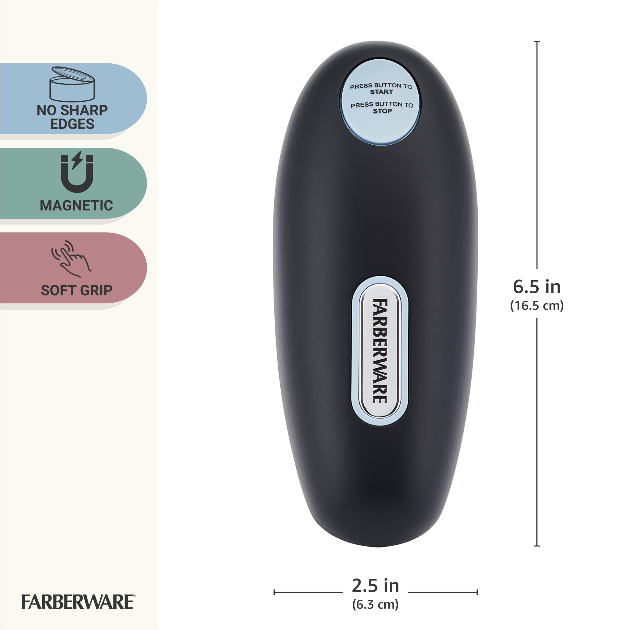 Farberware Soft Grips Hands-Free Battery-Operated Can Opener in Black
