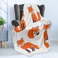 thumbnail image 4 of Fox Soft Flannel Fleece Blanket, Cartoon Foxes in Modern Style Sitting and Sleeping on White Background Print, Cozy Plush for Indoor and Outdoor Use, 50" x 70", Beige Orange Indigo, by Ambesonne, 4 of 5