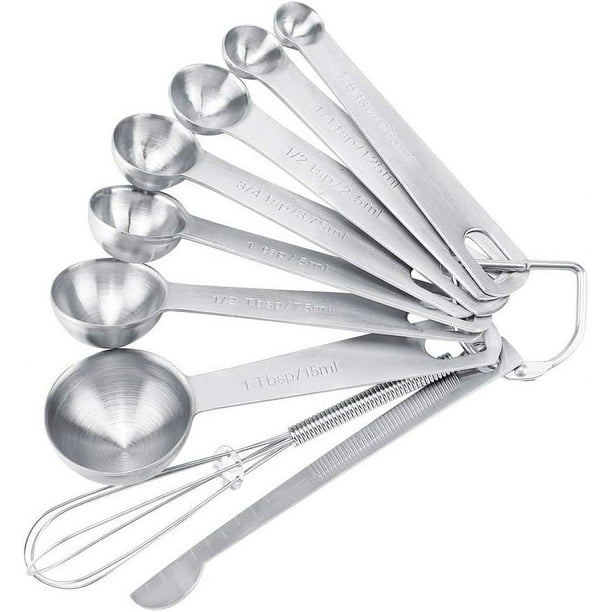 Juego de cucharas medidoras de cucharadita, 9 Uds., para cocinar, hornear, medición de escala, cuchara para condimentar, cuchara de cocina, regla medidora