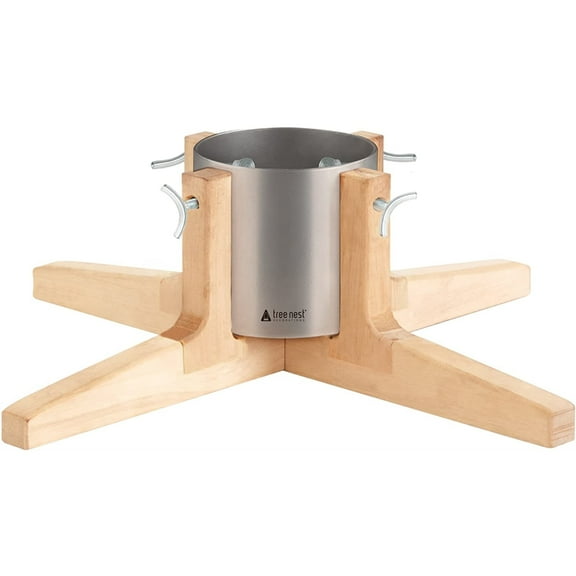 Tree Nest Rustic Christmas Tree Stand for Real Trees, Silver, Medium