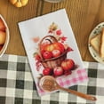 thumbnail image 5 of Microfiber Apple Pumpkin Basket Fall Kitchen Towels Decor Set of 2,Grey Plaid Autumn Dish Towel 18"x26",Farmhouse Indoor Thanksgiving Halloween Seasonal Home Decorations Hand Towels, Gift for Women, 5 of 6