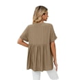 thumbnail image 3 of Thin V-neck Leisure Pullover Solid Color Loose Shirt Women's Blouse, 3 of 9