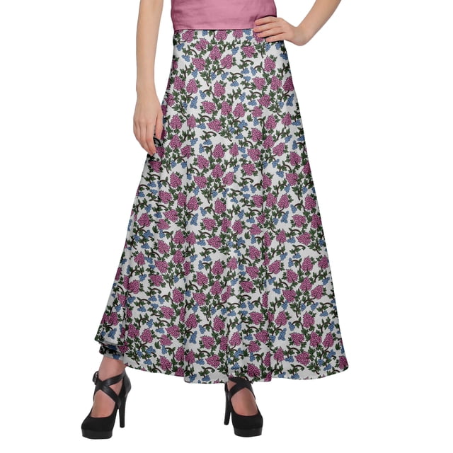 Moomaya Jupe Longue Imprimée pour Femmes Jupe Portefeuille Longue Filles Tenue Décontractée Vêtements