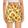 thumbnail image 2 of Lsque Modern Elegant Sunflower Printed Women's Running Shorts with Liner Pockets,Elastic Quick Dry Workout Athletic Gym Yoga Shorts,Womens High Waist Shorts-Large, 2 of 9