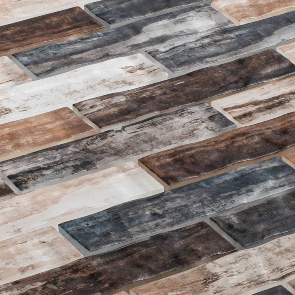 Giovan Desmond Brown 1-in. x 4-in. Brick Joint Matte Glass Mosaic Wall and Floor Tile