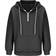 thumbnail image 4 of Womens Hoodies Zip Up Winter Basic Hooded Long Sleeve Cap Off the Shoulder Hoody Solid Color Pullover Cable Knit Sweatshirt Hoodie(Dark Gray,M), 4 of 6