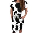 thumbnail image 2 of Robe d'Été pour Femmes 2024 Mode Grande Taille Lacets Col Rond Manches Courtes Ceinture Robe 50 % de Réduction Liquidation!, 2 of 6