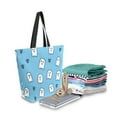 thumbnail image 2 of Open Top Canvas Tote Bag with Zipper Reusable Shopping Bag 13.5x15" Roomy Carryall Ghosts and Coffins Art Line, 2 of 9