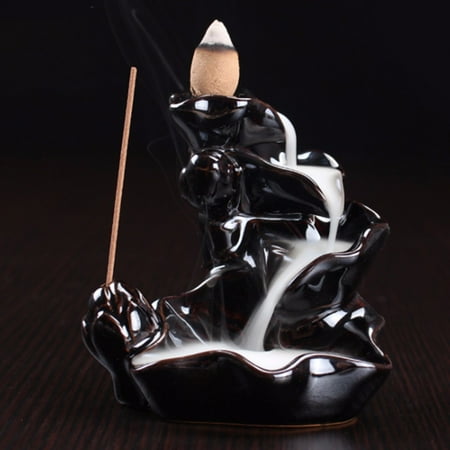 - Lotus Ceramic Buddhist Censer Smoke Backflow Cone Incense Burner+10 CONES