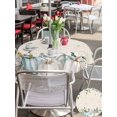 thumbnail image 4 of Outdoor Tablecloth with Umbrella Hole and Zipper, Thanksgiving Round Table Cloth 54 Inch Waterproof Tablecloth, Fall Blue White Pumpkin Leaves Vintage Picnic Table Cover for Patio Camping, 4 of 7