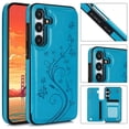 thumbnail image 2 of Asuwish Compatible with Samsung Galaxy S25 Plus S25+ 5G Wallet Phone Case Tempered Glass Screen Protector and Flower PU Leather Card Holder Stand Cell Cover for S25Plus 25S + S 25 25+ SM-S936U Blue, 2 of 6