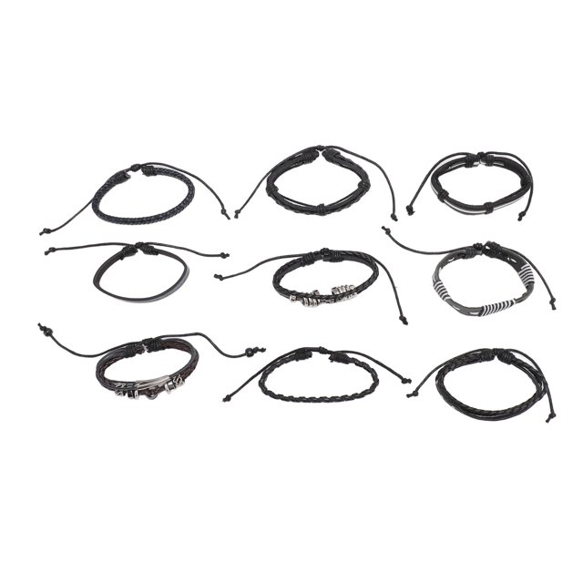 Pulseras Trenzadas De Cuero De La PU, Pulseras Tejidas Del Abrigo Del Puño Moda Vintage 9pcs Para El Partido