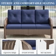 thumbnail image 4 of ELPOSUN 5-Seat Outdoor Patio Furniture Set, 4 Pieces All-Weather Wicker Rattan Outdoor Patio Sectional Sofa with Swivel Rocking Chairs, for Garden,Poolside,Backyard, Brown&Blue, 4 of 9