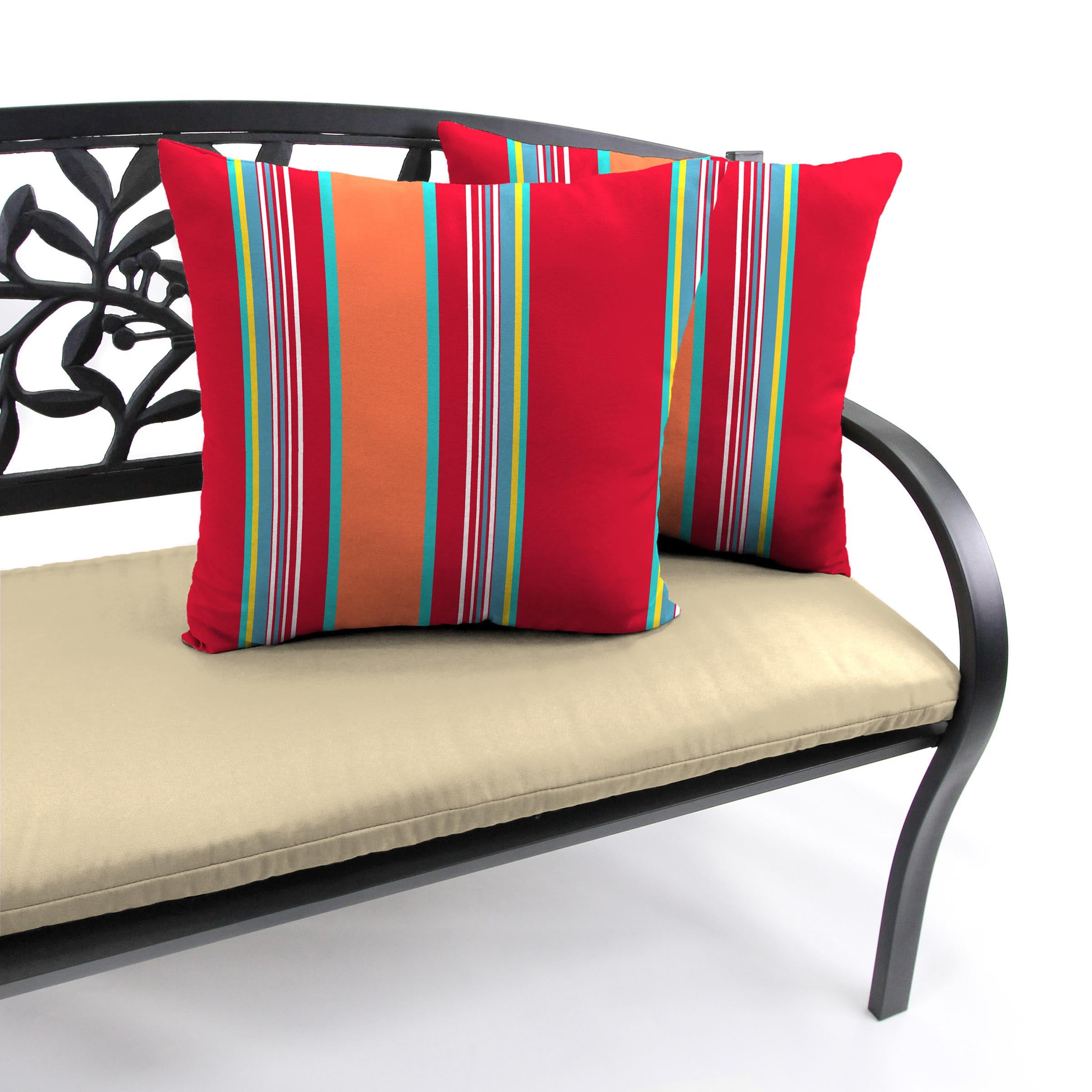Jordan Manufacturing 18" x 18" Mulberry Red Stripe Square Outdoor Throw Pillow (2 Pack)