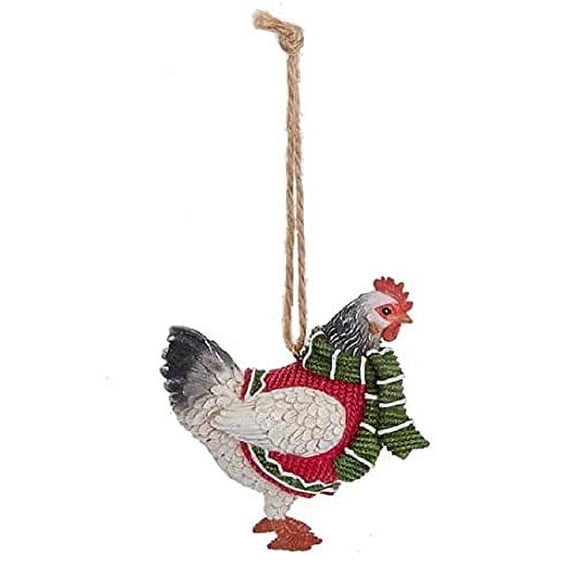 Chicken Wearing Sweater Farm Animal Christmas Tree Ornament