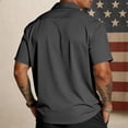 thumbnail image 3 of GrmtClth Men's Usa Flag Print Shirts Patriotic 250th Anniversary for 1776-2026 Tops Classic Button Down Tee Fashion Short Sleeves Collared Clothing Dark Gray S, 3 of 3