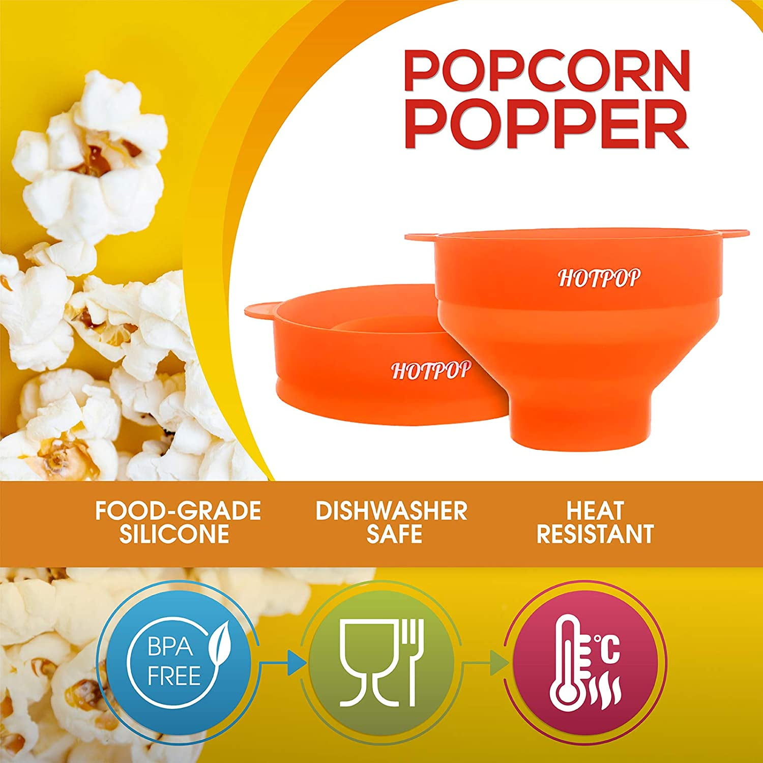 Acheter L'original Hotpop Machine à pop-corn pour micro-ondes, machine à  pop-corn en silicone, bol pliable sans BPA et passe au lave-vaisselle