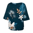 thumbnail image 6 of XFHLMJFF Womens T-Shirts Workout Fit Basic Tops Flowy Dressy Boho Plus Size Floral Printed One Shoulder Blouse Going Out Tees, 6 of 6