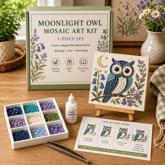 Sea Glass Mosaic Art, Garden & Woodland Mosaic Art DIY Kit, Birds And Woodland Animal DIY Craft Kit, Handmade Glass Artwork For Home Decor