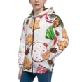 thumbnail image 2 of Kdxio Christmas Gingerbread Cookies Pattern Kids Boys Girls Zip Up Hoodie 3D Printed Hooded Sweatshirt Hoody Coat with Pocket 7-12 Y-Medium, 2 of 6