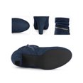 thumbnail image 2 of BLISSFUL STEP Women's Ankle Boots Faux Suede Mid-Calf Block Heel Round Toe Side Zipper Boots Navy Blue 6, 2 of 5