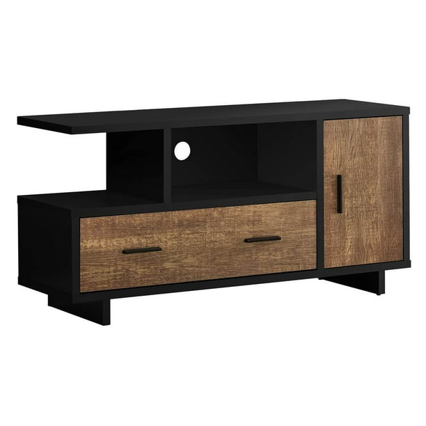 TV STAND 48"L / BLACK / BROWN RECLAIMED WOODLOOK