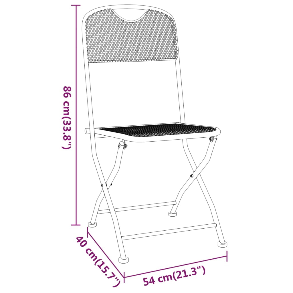 vidaXL 2/4x Folding Patio Chairs Expanded Metal Mesh Anthracite Garden Outdoor