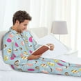 thumbnail image 6 of Honeii Happy Easter Pattern Mens Pajamas Set,2pcs Men's Lounge Long Sleeve Sleep Shirt and Pajama Bottoms Sleepwear Set,Mens Pjs Sets-XX-Large, 6 of 7