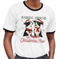 thumbnail image 2 of Barking Around the Christmas Tree Ringer Tee Shirt Unisex Large White/Black, 2 of 5