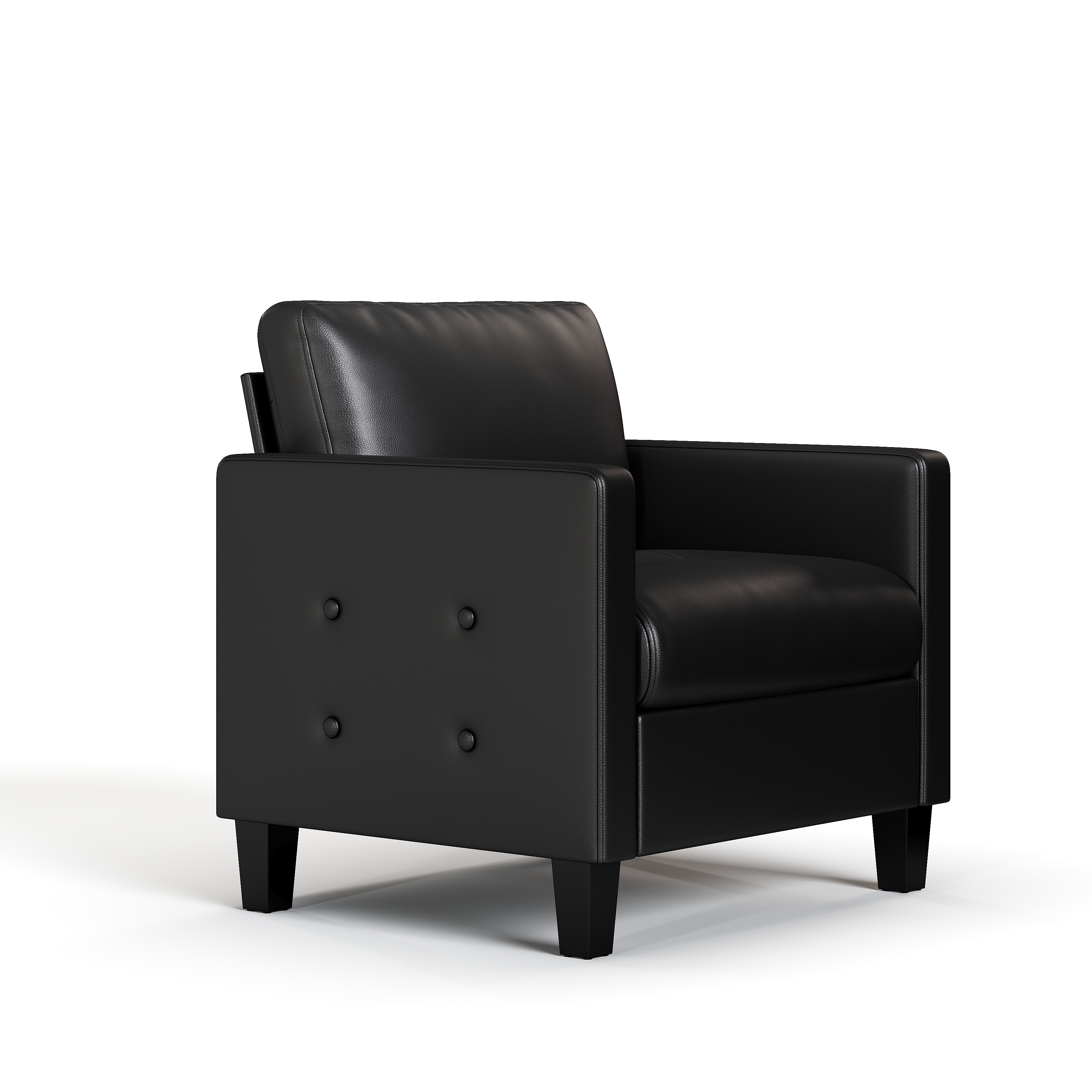 Coewske PU Leather Living Room Accent Chairs Set of 2, Armchair Adult Sofa Chair Office, Black