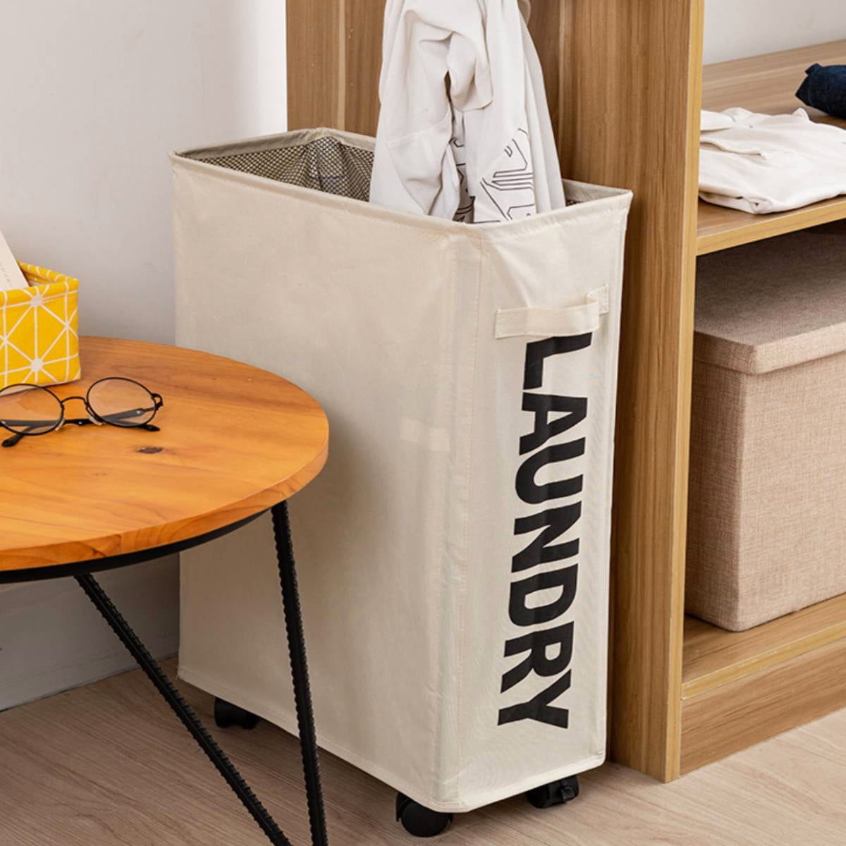 Folding 3 compartment Laundry Basket Hamper Storage Divider Cloth Organizer 