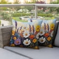 thumbnail image 4 of Spring Floral Pillow Covers 2 Pack Lavender Colorful Oil Painting Flower Pillowcase Waterproof Outdoor Throw Pillow Cover for Patio Garden Square Cushion 16”x16”, 4 of 9