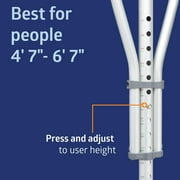 Medline Crutches for Adults, Lightweight, 510-66, Tall, 300 lbs, Weight Capacity, Aluminum, Silver