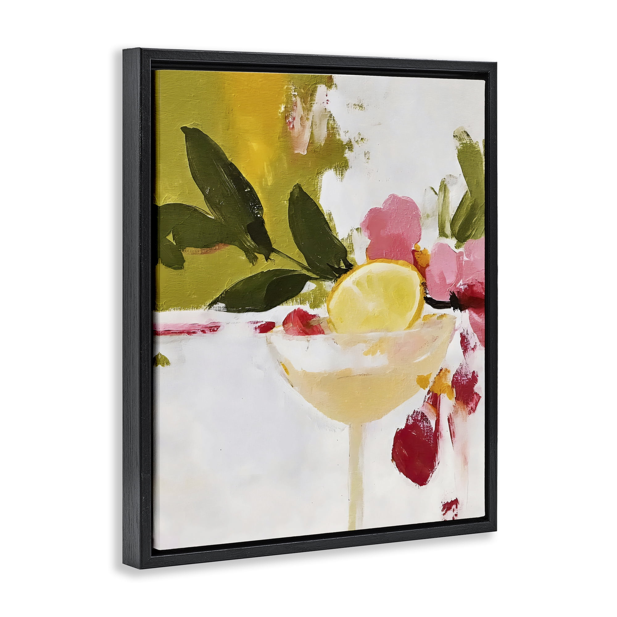 Stupell Industries Red & Pink with Lemons Black Framed Floater Canvas Wall Art, design by Riley B