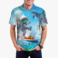 thumbnail image 5 of Yiaed Astronaut Tropical DolphinPrint Men's Short Sleeve Polo Shirt,Golf Polo for Men Three-Button Golf Shirt Athletic Casual Collared T-Shirt- X-Large, 5 of 7