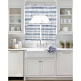 thumbnail image 4 of Blue White Stripe Kitchen Curtains Swag Valance and Tier Curtains Set 36 Inch Length, Modern Abstract Geometric Stripes Rod Pocket Drape Panels Pair Swag Curtain for Bathroom/Cafe/Window, 4 of 6