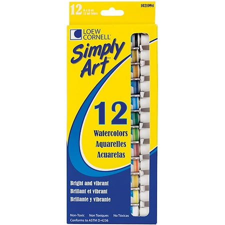 Simply Art Watercolor Paint, 12ml, Assorted Colors, 12/pkg