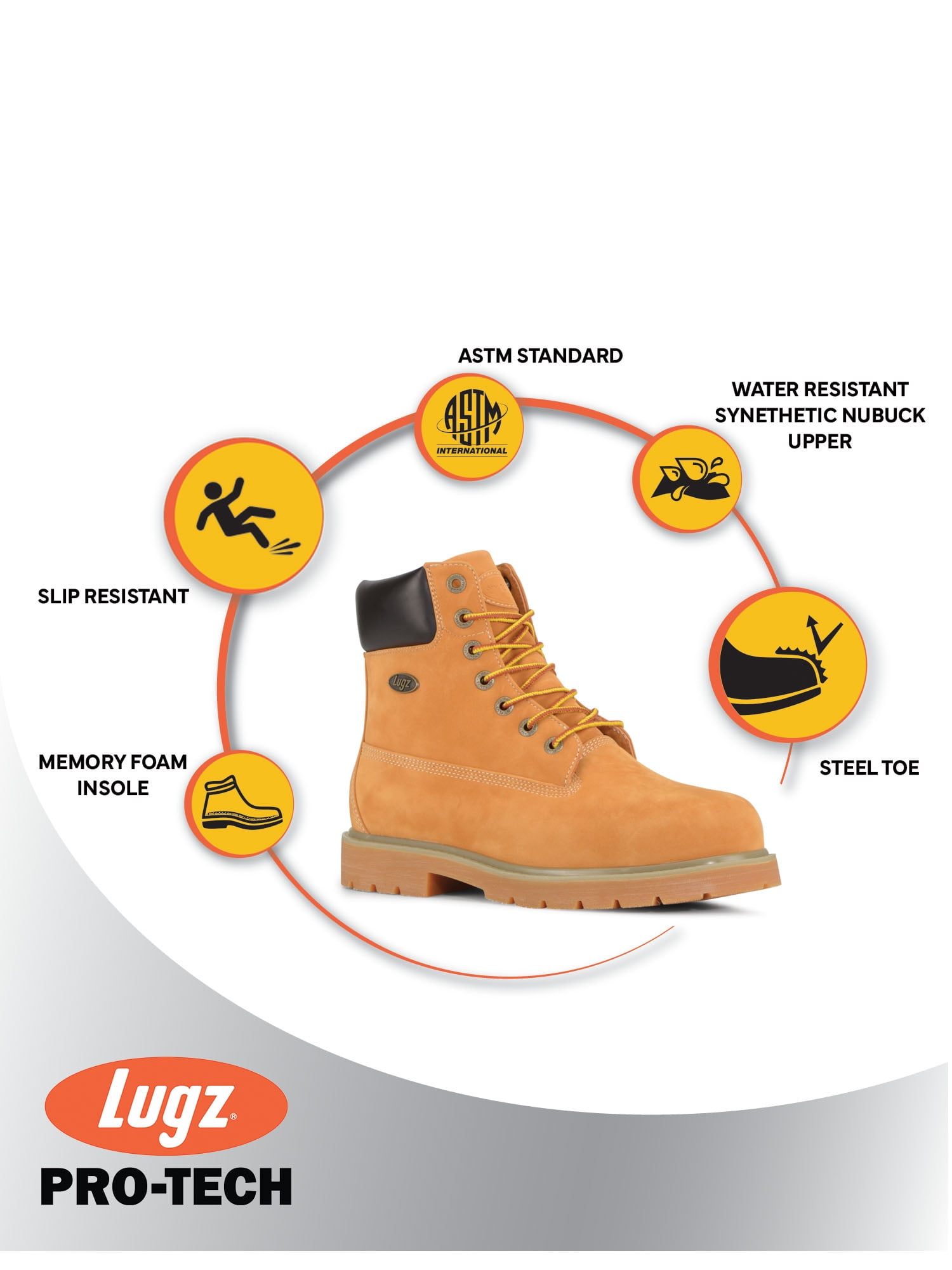 Lugz Work Men's Drifter 6-Inch Steel Toe Work Boots (Wide Available)