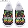 thumbnail image 1 of Doginthehole - Zapatos informales con estampado Happy Juneteenth para mujer, calzado plano deportivo para exteriores, cómodos y transpirables, de malla, para verano, 1 of 5