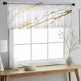 thumbnail image 2 of White Gold Modern Valance Curtains for Kitchen/Living Room/Bathroom/Bedroom Window, Rod Pocket Small Topper Half Short Window Curtains Voile Sheer Scarf, Abstract Vintage Marble Geometric 42"x12", 2 of 8