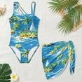 thumbnail image 4 of SEANATIVE 7-8 Year Kid Girl Swimsuit with Mesh Skirt Coverup One Piece Bathing Suit Comfortable Stretch Summer Swimwear with Adjustable Strap, Tropical Island Palm Leaf Sailboat Blue, 4 of 7