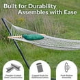 thumbnail image 3 of Sunnydaze 2-Person Polyester Rope Spreader Bar Hammock with Stand, 275 lb Capacity - Green/White, 3 of 15
