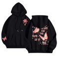 thumbnail image 1 of Pink Graphic Hoodie for Women 2024 Cute Preppy Sweatshirt Long Sleeve Drawstring Pullover Tops with Pockets, 1 of 5