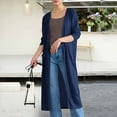 thumbnail image 2 of GEWSEY Women's Lightweight Longer Length Open-Front Long-Sleeve Cardigan Sweater (Navy, One Size), 2 of 5