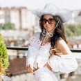 thumbnail image 2 of Sombrero de vaquero Zodaca de fieltro blanco para hombre y mujer con plumas, 2 of 7