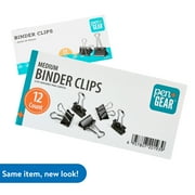 Pen+Gear Medium Metal Binder Clips, Black, 12 Count