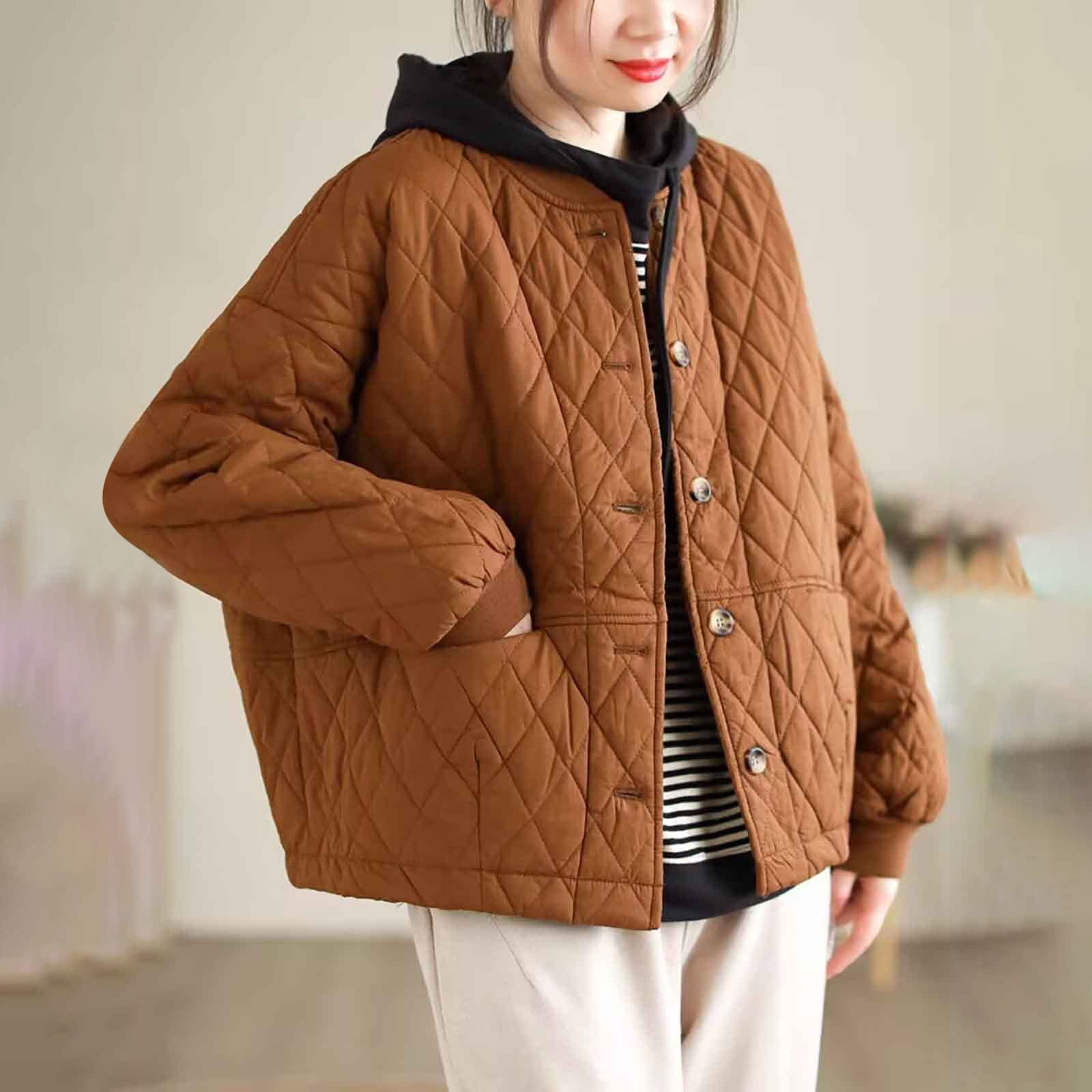 EGNMCR Womens Long Puffer Coat, Long Sleeve Padded Winter Down Coats, Hooded Parka Jacket Women's Loose Casual Lightweight Standing Collar Warm Long Sleeved Cotton Jacket Women Coat