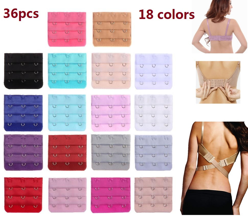 Pixnor 36pcs Women's Bra Extenders Brassiere Extension Hooks 2 Hooks