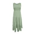 thumbnail image 6 of Tiqkatyck Summer Dress, Women's 2024 Casual Loose Plain Maxi Sundress Smocked Tank Dress Sleeveless Summer Beach Tiered Maxi Dresses , sundresses for Women Green, 6 of 6